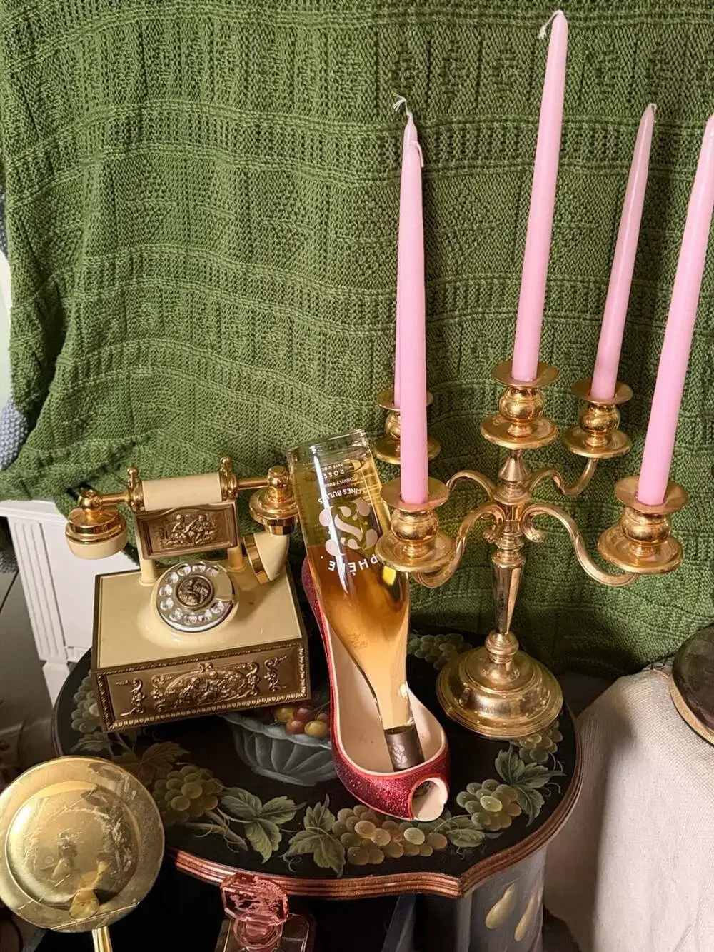 Vintage Deco-Tel French Provincial Victorian Style Ivory and Gold Rotary Dial Te